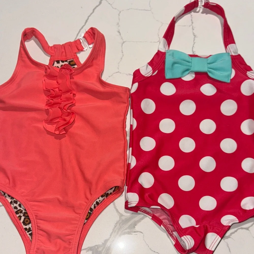 Two Baby Girl One Piece Swim Bathing Suits 12M